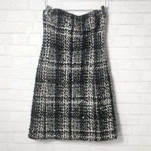 Banana Republic Strapless Wool Mohair Alpaca Blend Black & White Plaid Dress